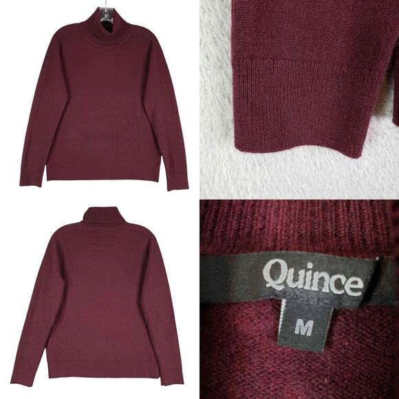 Quince Sweater Cashmere Turtleneck Womens Medium M Rich Burgundy Luxury - Picture 1 of 7